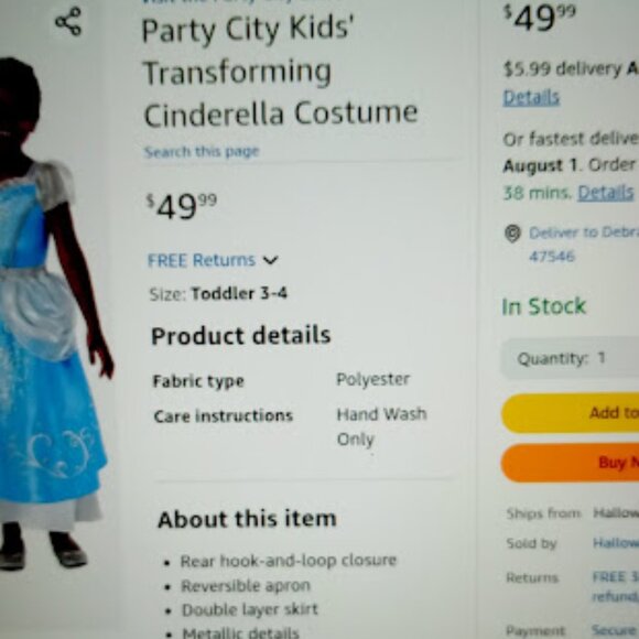 Stocking Stuffer!1 NEW! Disney Princess Cinderella 2 in1 Magic Dress - Picture 8 of 11